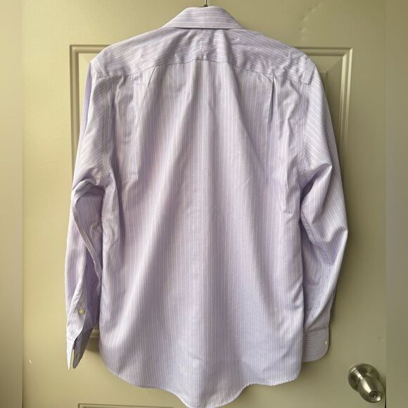 Nordstrom Men’s Lavender Stripe Wrinkle-Free Shirt 14.5 | 33 100% Cotton Preppy - Picture 5 of 5